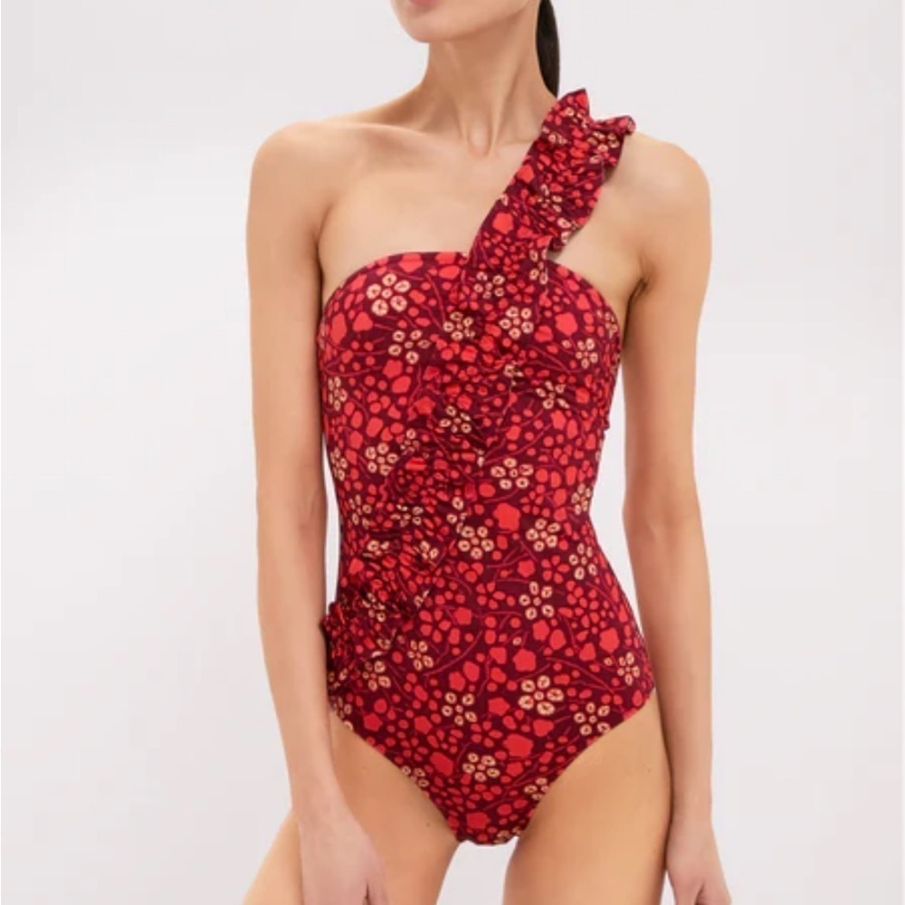 NWT ULLA JOHNSON Capri Maillot One Piece Swimsuit Coral M